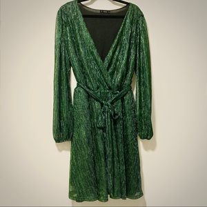 Shein Green and silver metallic dress